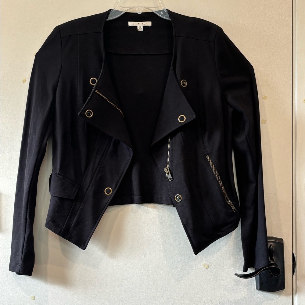 CAbi Black Women's Blazer with Zipper Details